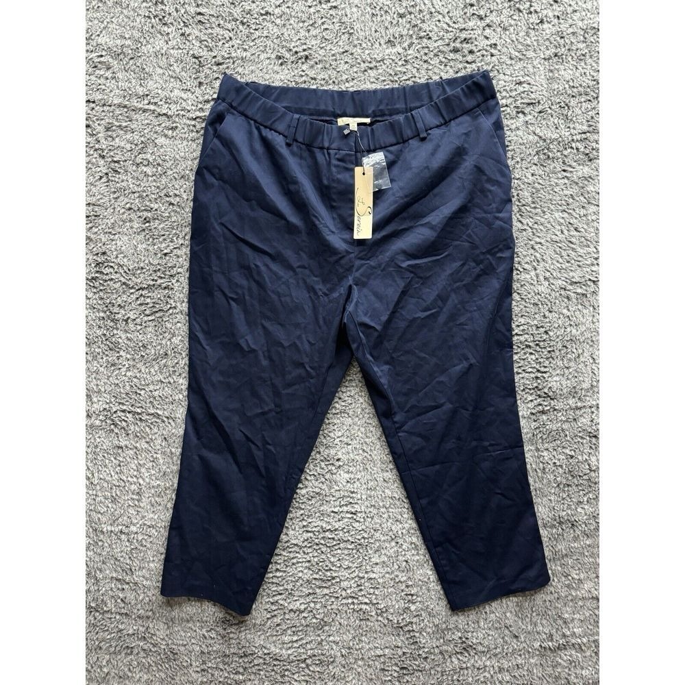 Les‎ Serein Women's Malda Straight Leg Twill Pants Size 2XL Indigo